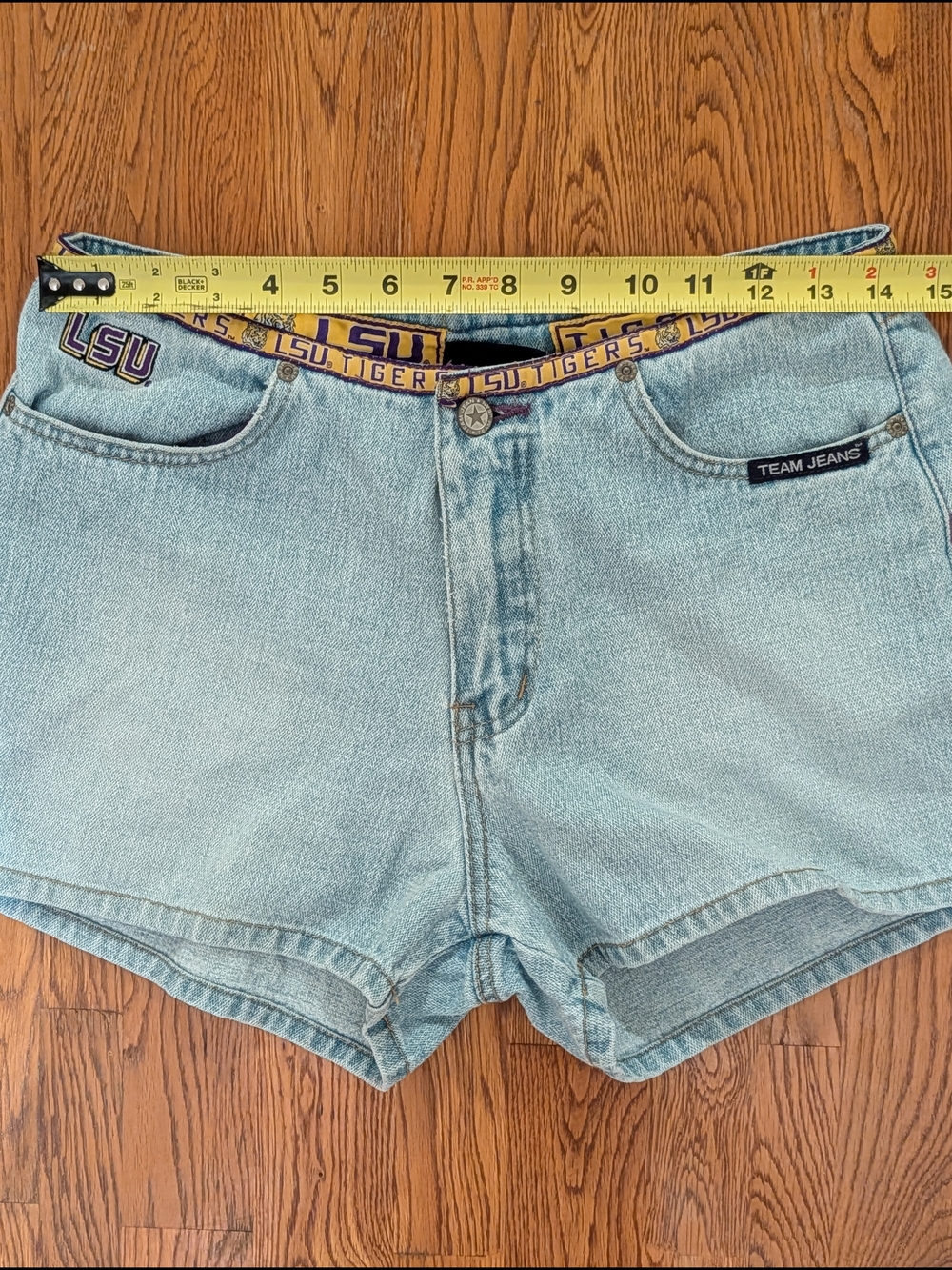 Vintage LSU Tigers Team Jeans Denim Shorts Collegiate Game Day - Picture 12 of 14